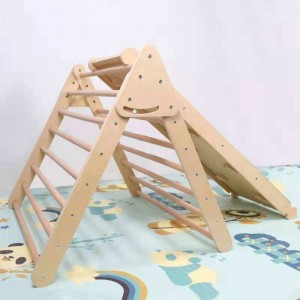 متسلق مثلث مونتيسوري (2 في 1) - متسلق مثلث مع منحدر ومنزلق - مجموعة تسلق خشبية قابلة للطي للمتسلقين الصغار مناسبة لصالة التسلق الخارجية والداخلية للأطفال