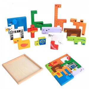 Drewniane puzzle Chunky – zabawki zwierzątka dla dzieci, drewniane puzzle dla maluchów w wieku 2+