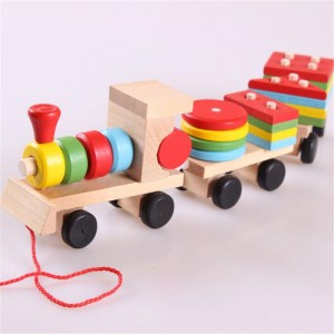 Wooden Train Toddler Toys, Shape Sorter at Stacking Wooden Toys, Puzzle Toys para sa 1 2 3 Year Old Boys Girls, Preschool Educational Toys, para sa mga Bata