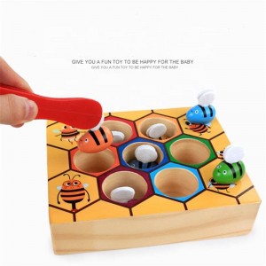 Jucărie motrică fină pentru copii mici, joc de potrivire cu clemă de albină la stup, puzzle din lemn Montessori de sortare a culorilor, jucărie de cadou educațională preșcolară pentru învățarea timpurie pentru copii de 3-4-5 ani