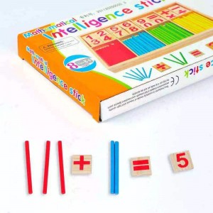 Liczenie bloków liczbowych i patyków |Zabawki Montessori do nauki dzieci |Artykuły szkolne do manipulacji matematycznych |Drewniane pręty edukacyjne dla małych dzieci z tacą do przechowywania