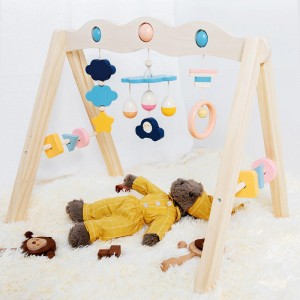Ginásio de madeira do jogo do bebê, quadro do ginásio do jogo do bebê barra de suspensão do ginásio da atividade com 3 brinquedos do bebê do ginásio presente para o bebê recém-nascido