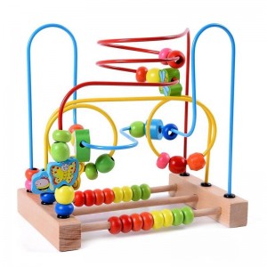 Bead Maze Roller Coaster Wooden Educational Circle Laruang para sa Toddler