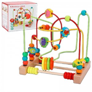 Jucării din lemn pentru copii mici Cerc primul labirint de mărgele pentru băieți și fete