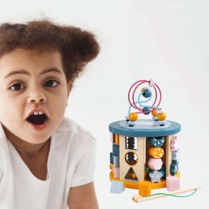 Perlenlabyrinth-Spielzeug für Kleinkinder, bunte Achterbahn aus Holz, pädagogisches Kreisspielzeug für Kinder, Perlen auf gedrehten Drähten schiebend, Training der Aufmerksamkeit, Zählung und Greiffähigkeit des Kindes
