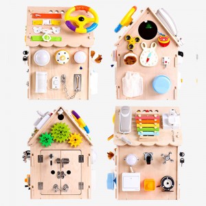 Montessori Wooden Busy House Basic Life Skills and fine Motor Training for Children, pre-School Education and Learning Busy Board, Sensory Game Toys, Large Gifts for Boys and Girls