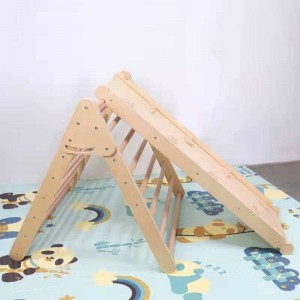 Escalador triangular Montessori (2 en 1) – Escalador triangular con rampa y tobogán – Un juego de escalada de madera plegable para escaladores pequeños adecuado para gimnasio de escalada en interiores y exteriores para niños