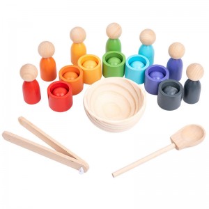 Rainbow Balls in Cups Montessori Toy Wooden Sorter Game 7 Balls 30 mm Edad 1+ Color Sorting and Counting Preschool Learning Education