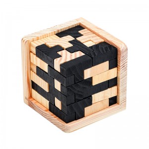 Puzzle 3D din lemn pentru creier, piese în formă de T pentru Genius Skills Builder.Jucărie educativă pentru copii și adulți