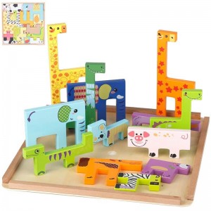 Puzzle din lemn masiv – Jucării cu animale pentru copii, puzzle-uri din lemn pentru copii cu vârsta peste 2 ani