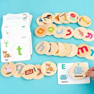Cijfer- en alfabet-flitskaarten voor peuters van 3-5 jaar, ABC Montessori Educatief speelgoed Geschenken voor 3 4 5-jarige voorschoolse leeractiviteiten, houten letters Dierenflitskaarten Puzzelspel