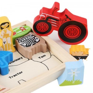 Animal Parade Puzzle e Playset de A a Z - Quebra-cabeça educacional do alfabeto de madeira - 2 e superior