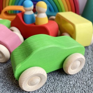 Blocos de brinquedos de madeira Blocos de construção de mundos – Carros com bonecos de pega |Conjuntos de blocos de brinquedos naturais