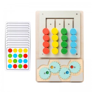 Montessori Learning Toys Slide Puzzle Color & Shape Matching Brain Teasers Logic Game Preschool Educational Wooden Toys for Kids Boys Girls Age 3 4 5 6 7 Years Old Travel Toys Birthday Gifts for Kids