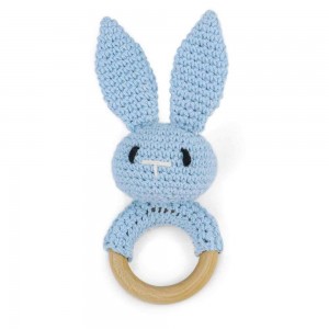 Hochet en bois pour bébé, joli anneau de lapin au Crochet, jouets pour bébé, jouet de dentition Montessori pour tout-petits