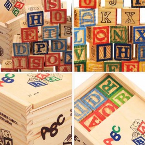 Zestaw klocków Deluxe ABC/123 ze schowkiem – litery i cyfry/Klasyczne drewniane klocki ABC dla małych dzieci i dzieci w wieku 2+