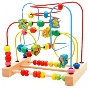 Bead Maze Roller Coaster Jucărie cerc educațională din lemn pentru copii mici