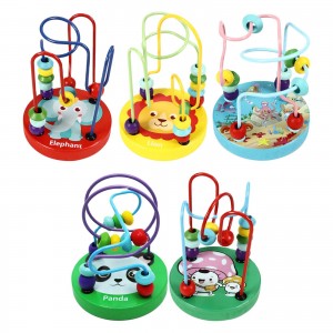 Jucărie labirint cu mărgele pentru copii Roller coaster colorat din lemn Jucării educaționale cerc Jucării pentru învățarea preșcolară Cadou de zi de naștere pentru băieți și fete