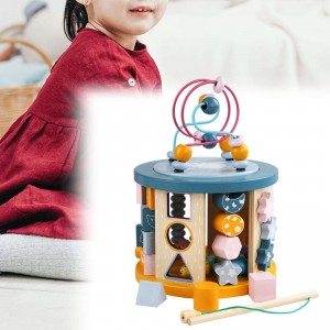 Perlenlabyrinth-Spielzeug für Kleinkinder, bunte Achterbahn aus Holz, pädagogisches Kreisspielzeug für Kinder, Perlen auf gedrehten Drähten schiebend, Training der Aufmerksamkeit, Zählung und Greiffähigkeit des Kindes