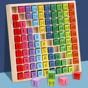 Houten vermenigvuldigings- en rekentafelbordspel, Montessori-wiskundemanipulatie voor kinderen Leren speelgoedcadeau, vanaf 3 jaar oud – 100 houten telblokken