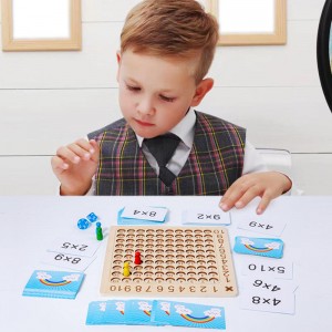 Drewniana matematyka Montessori mnożenie i dodawanie 2 w 1 matematyka gra planszowa, fiszki edukacyjne dla dzieci gra stołowa w kości, interaktywna gra planszowa rodzic-dziecko prezent urodzinowy zabawka dla dzieci powyżej 3 lat