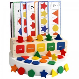 Jucării Montessori Cutie de sortare din lemn în formă de culoare Joc Blocuri de potrivire geometrică Învățare timpurie Jucărie educațională Cadou pentru copii mici de 3, 4 și 5 ani