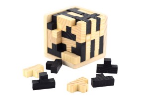 3D houten hersenkrakerpuzzel, geniale vaardighedenbouwer T-vormige stukken.Educatief speelgoed voor kinderen en volwassenen
