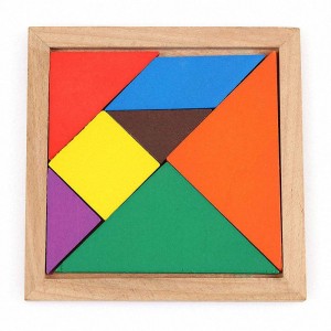 Mainan Puzzle Bentuk Tangram Kayu dengan Kartu Pola untuk Anak-anak dan Dewasa – Mainan Kayu Montessori, Permainan Manipulatif Teka-teki Bentuk, Tangram Edukasi, Blok Logika Otak