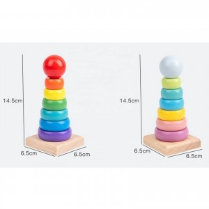 Stapelen Ringen Speelgoed Houten Regenboog Stapelaar Peuter Leren Speelgoed voor 18 Maanden 2 Jaar Oude Baby Jongens Meisjes Niet giftig