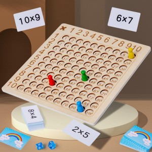 Wooden Montessori Math Multiplication & Addition 2 in 1 Math Board Game,Mga Flash Card na Pang-edukasyon ng mga Bata Dice Table Game,Magulang-Anak Interactive Board Game Birthday Gift Laruang para sa mga Bata Mahigit 3+