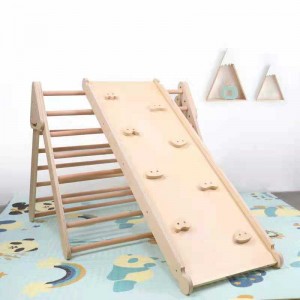 Triangle Montessori Climber (2 w 1) – Trójkątny wspinacz z rampą i zjeżdżalnią – Składany drewniany zestaw wspinaczkowy dla małych wspinaczy. Nadaje się do wspinaczki na świeżym powietrzu i w pomieszczeniach dla ...
