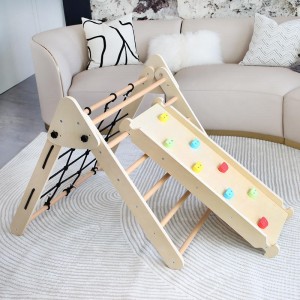 折りたたみ式クライミング三角はしごおもちゃ スライドまたはクライミング用スロープ付き 3個セット 木製 安全 丈夫なキッズプレイジム 幼児用屋内屋外遊び場クライミングおもちゃ