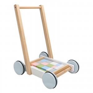 Andador de madera para bebés, juguetes para aprender a caminar para bebés, regalos para niños y niñas de 1er cumpleaños de 1, 2 y 3 años, con bloques de construcción de madera
