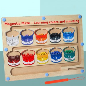 Labirint de culori și numere magnetice Jucării Montessori pentru abilități motrice fine pentru băieți, fete de 3 ani plus, din lemn, potrivirea culorilor, învățare, numărare, tablă puzzle pentru copii mici