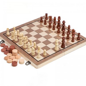 Luxurious Wooden 2-in-1 Chess & Checkers Set Large Non-Magnetic Foldable Board with Non-Slip Pieces Enjoy Competitive Interactive Fun Perfect Mind-Stimulating Puzzle Toy for All Ages An Unforg...