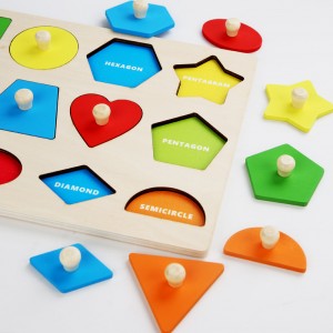 Montessori Pendidikan Dini Panel Geometri Pegangan Persegi Segitiga Mainan Puzzle Tiga Dimensi Cocok untuk Anak-anak Hadiah Natal Pengenalan Bentuk Grafis