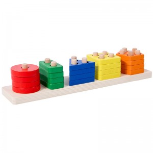 Jucării de sortare și stivuire din lemn Montessori Puzzle de dezvoltare cognitivă pentru copii Joc antrenant de sortare a culorilor și formelor Design durabil în siguranță Cadou perfect unisex pentru băieți și fete