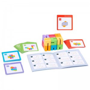 Montessori bloco de madeira brinquedos tridimensional geométrico quadrado bloco quebra-cabeça brinquedos educação precoce e pensamento lógico brinquedo de treinamento