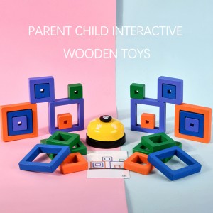 Wooden Block Puzzle Toys Stacked Tower Shaped T...