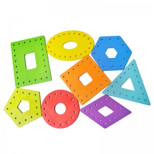 モンテッソーリ早期教育パズルロープ通しおもちゃ幾何学的形状色の木製ロープ通しボード色と形状認知マッチングおもちゃ