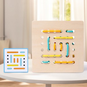 몬테소리 기하학 크리 에이 티브 보드 어린이 나무 색상과 모양 스레딩 로프 게임 지적 개발 파일 보드 조합 퍼즐 블록 산재된 장난감