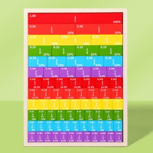 Montessori Regenbogen-Mathe-Brettspielzeug aus Holz, Denk- und Rechenfähigkeit, Aufklärungsübung, frühe Bildung, kognitives Mathe-Bruchbrett-Spielzeug