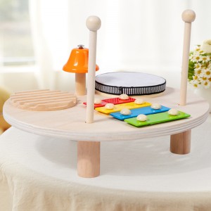 Jucării de percuție muzicală din lemn pentru educație timpurie Jucării multifuncționale 4 în 1 pentru iluminare muzicală pentru instrumente muzicale și toboși Puzzle de birou Abilitatea de ascultare și de utilizare