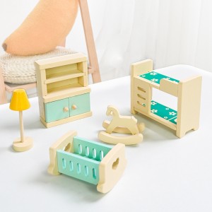 1 Set Wooden Early Childhood Mini Furniture Toys Simulated Bedroom And Living Room Combination Decorations Children’s Role-Playing House Toys Perfect Christmas Gift