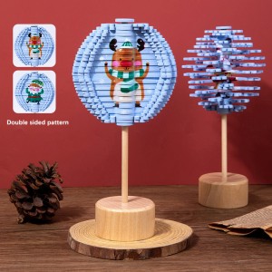 Novo brinquedo de descompressão de pirulito giratório de madeira - brinquedo de quebra-cabeça de rosto com padrão duplo com tema de Natal - decorações divertidas para férias, presentes de Natal