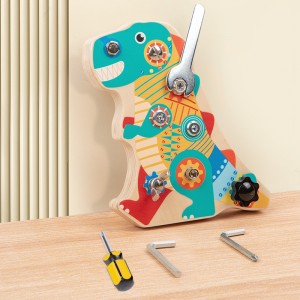 蒙特梭利螺丝刀板套装儿童恐龙蒙特梭利玩具 3 岁加旧木制忙碌板适合幼儿和儿童精细动作技能玩具教育感官玩具