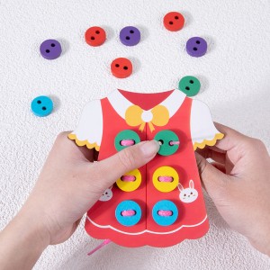 나무 어린이 조기 교육 퍼즐 장난감 재미 부모 - 자녀 상호 작용 다용도 의류 밧줄 묶인 신발끈 단추 장난감 실습 능력 손 눈 협응 운동