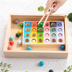 Montessori Wooden Early Education Puzzle Laruang Multiple Color Gradient Color Classification Bead Matching Game Color Shape Recognition Bata Kamay Eye Coordination Laruang Pasko Birthday Gift