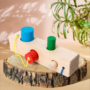 Wooden Stake Threading Lacing Lacing Wood Block Puzzle Montessori Fine Motor Skills Mga Laruan sa Paglalakbay sa Eroplano ng Kotse Laro Maagang Pag-aaral Pang-edukasyon na Regalo para sa 3 4 5 Taon na Mga Bata Mga Bata