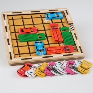 Drewniane puzzle do wczesnej edukacji drewniane samochody Huarong Road inteligentne parkowanie tyłem zabawki skupienie logiczne myślenie matematyczne zabawki labirynt
